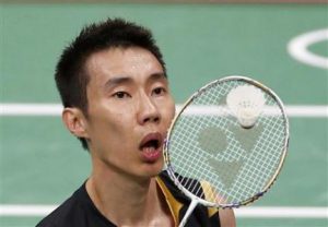 Malaysia's Lee Chong Wei plays against China's Chen Long during their men's singles badminton semifinals match during the London 2012 Olympic Games at the Wembley Arena August 3, 2012