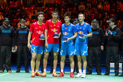 Biao Chai/Wei Hong beat Haifeng Fu/Nan Zhang in two sets and win the men's doubles final with 22:20 and 21:14.
