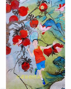Chinese brush painting of Lee Chong Wei