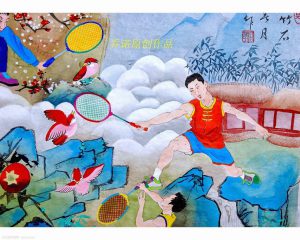 Chinese brush painting of Lee Chong Wei
