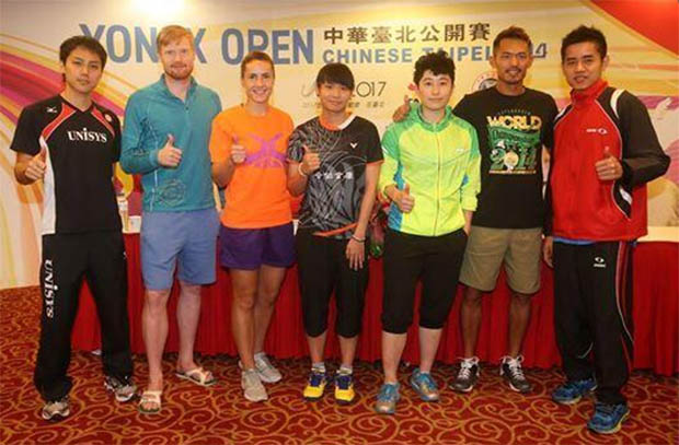 Press Conference (from left) - Takuma Ueda,Henri Hurskainen,n/a, Tai Tzu Ying, Yu Yang, Lin Dan, Simon Santoso