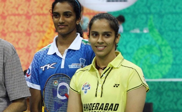 India's two leading singles players Saina Nehwal (right) and P.V. Sindhu may pair up as the second doubles of the Asian Games team event