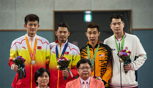Chen Long, Lin Dan, Lee Chong Wei, Wei Nan (from left)