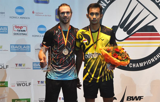 Jan Jorgensen and Dionysius Hayom Rumbaka (Photo: German Open Badminton)