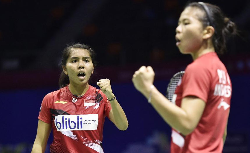Nitya Krishinda Maheswari and Greysia Polii clinch the victory for Indonesia on Friday.