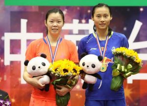 The women's singles final between Li Xuerui (left) and Wang Yihan has been unfortunately quite disappointing. (photo: AP)
