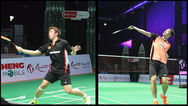 Wei Nan (right) defeats Kenichi Tago 3-1 on Sunday.(photo: Petaling BC)