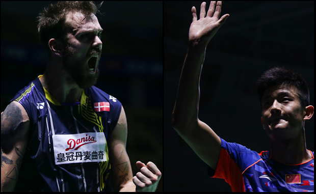 Both Jan Jorgensen (left) and Chen Long are probably the two best men's singles players this year.