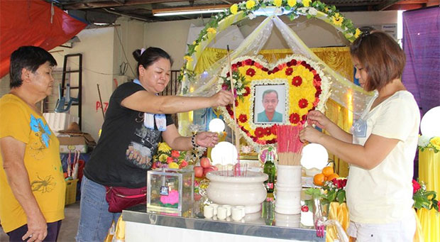 A funeral ceremony for the heart attack victim.