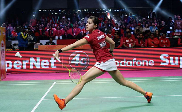 Carolina Marin plays in the 2017 Premier Badminton League.(photo:PBL)