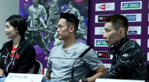 Lee Chong Wei and Lin Dan speak to the press ahead of the World Championships.