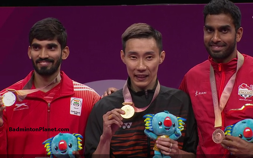Lee Chong Wei beats World No. 1 Kidambi Srikanth 19-21, 21-14, 21-14 to win men's singles gold at the 2018 Commonwealth Games