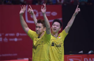 Marcus Fernaldi Gideon/Kevin Sanjaya Sukamuljo have eyes on Asian Games. (photo: AP)