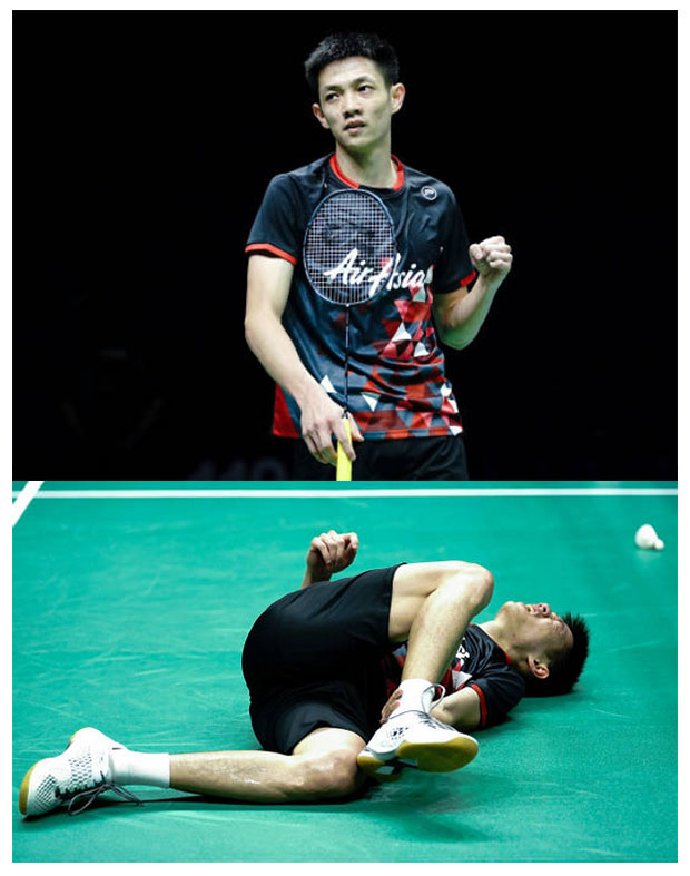 Daren Liew injures his ankle in the 2018 World Championships quarter-finals. (photo AFP)