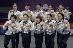 Japan wins the 2018 Asian Games badminton women's team gold medal. (photo: EPA)