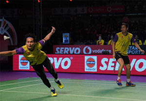 Hendra Setiawan & Mohammad Ahsan in action during 2018/2019 Premier Badminton League (PBL) final. (photo: PBL)