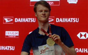 Anders Antonsen is another rising young badminton star from Denmark. (photo: Xinhua)