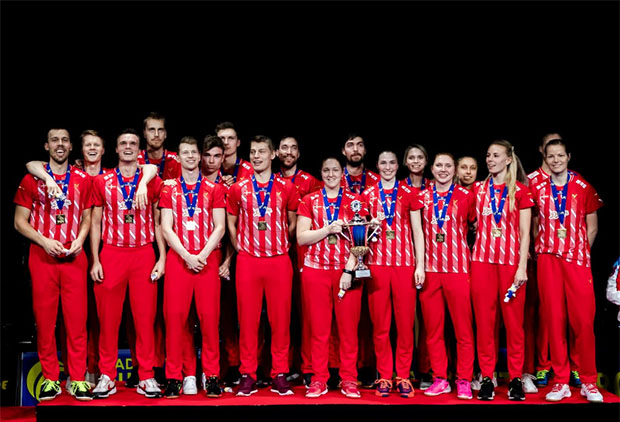 Denmark win their 17th European Mixed Team Championships title on Sunday. (photo: Badminton Europe/Koen Mutton)