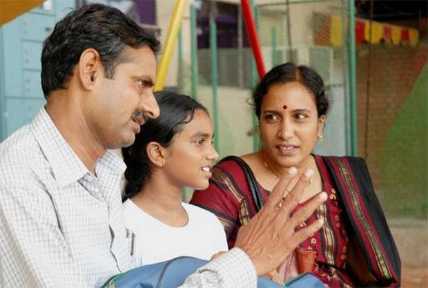PV Sindhu at age 11 with her mother P. Vijaya and father P. V. Ramana. (photo: Mahesh Harilal)