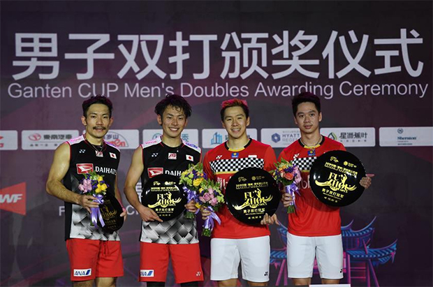 Marcus Fernaldi Gideon/Kevin Sanjaya Sukamuljo are one win away to tie Gao Ling of China to become the doubles players with the most wins in a season. (photo: Xinhua)