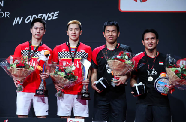Kevin Sukamuljo/Marcus Gideon & Hendra Setiawan/Mohammad Ahsan are taking a break from training due to coronavirus quarantine. (photo: AFP)