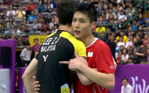 Chou Tien Chen was seen raising his middle figure after the 2018 Chinese Taipei semi-final against Malaysia's Lee Zii Jia.