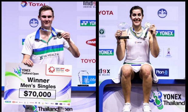 Viktor Axelsen and Carolina Marin win YONEX Thailand Open.(photo: Shi Tang/GettyImages)