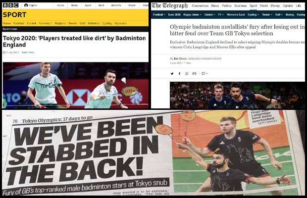 The Marcus Ellis/Chris Langridge vs. Badminton England incident is serious enough to garner a lot of media attention in the UK.
