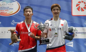 Shi Yu Qi beats Lu Guang Zu to win the 2022 Australian Open. (photo: Xin Hua)