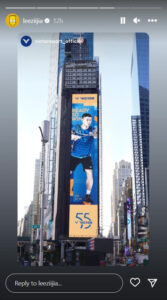 Lee Zii Jia's picture on the billboard in New York Times Square. (photo: Lee Zii Jia's Instagram)