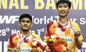 Choong Hon Jian/Muhammad Haikal celebrate their victory at the Guwahati Masters, securing their second title in two weeks. (photo: BAM)