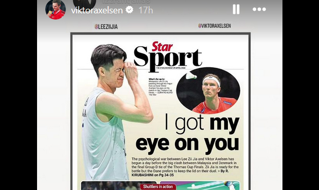 Viktor Axelsen joked about using psychological weapons against Lee Zii Jia. (Photo: Viktor Axelsen's IG)