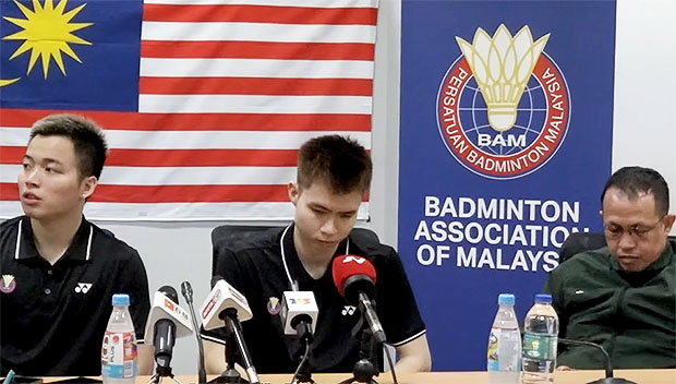 Aaron Chia, Soh Wooi Yik, and Rexy Mainaky (from left) during a press conference with Malaysian media. (Photo: Bernama)