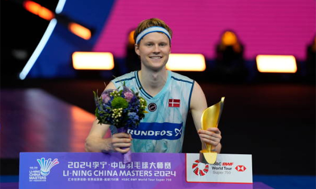 Anders Antonsen wins the 2024 China Masters. (Photo: BWF)