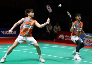 Aaron Tai/Kang Khai Xing Fall in 2026 Orléans Masters Second Round. (Photo: Bernama)