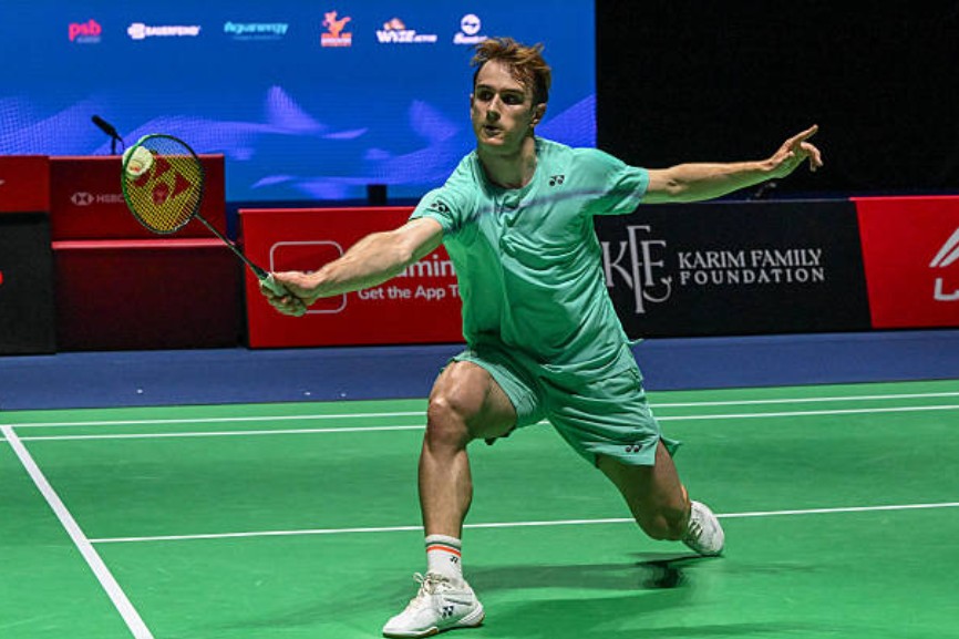 Alex Lanier defeats Anders Antonsen in the first round of the Indonesia Open badminton tournament in Jakarta. (Photo: AFP)