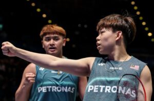 Kang Khai Xing and Aaron Tai upset China’s seventh seeds Chen Bo Yang and Liu Yi at the first round of 2026 Japan Open. (Photo: BAM)